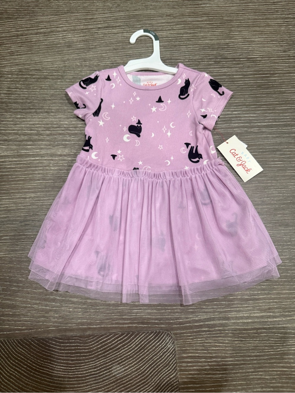 NWT Size 18 months Cat & Jack Lilac Cat Print Tulle Skirt Halloween  Dress